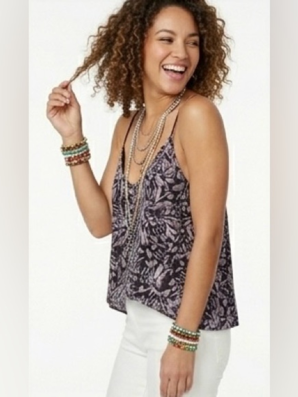 Eight Sixty Botanical Tropical Leaf Tank Top Size Small